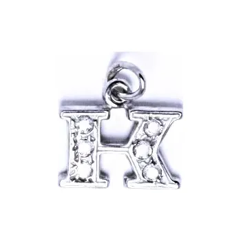 Přívěsek Zlatý přívěsek, bílé zlato, čiré zirkony, písmenko K, P 1106 (Zlaté písmeno)