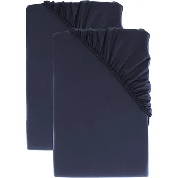 Prostěradlo LIVARNO home Sada perkálových napínacích prostěradel, 90-100 x 200 cm, navy modrá, 2dílná