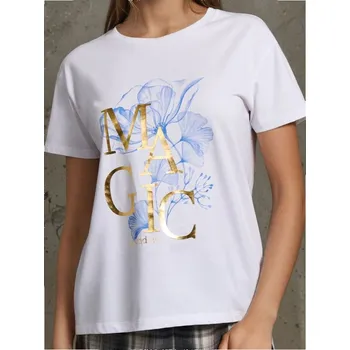 Dámské tričko Sinsay - Bavlněné oversize tričko s potiskem - bílá - 372FK-00X - 372FK-00X-XXL