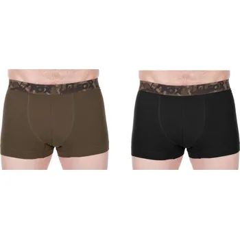 Rybářské oblečení Trenýrky Fox Boxer Shorts Khaki/Black 2ks M