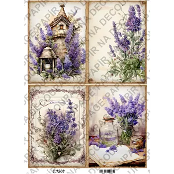 Výtvarný papír Rýžový a soft papír na decoupage - Vintage fialová - KB01208 Materiál: Rýžový papír, Rozměr: A4