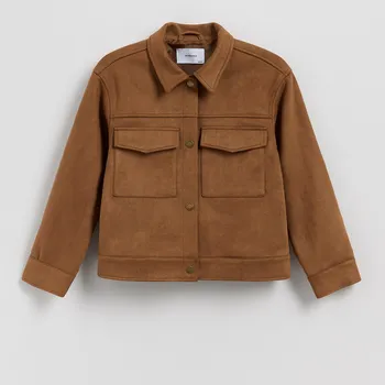 Dívčí bunda Reserved - Zkrácená bunda z umělého semiše - zlatavá hnědá - 226EX-82X - 226EX-82X-134