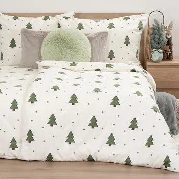Povlečení 4Home Flanelové povlečení Little Trees béžové 160 x 200, 70 x 80 cm zip