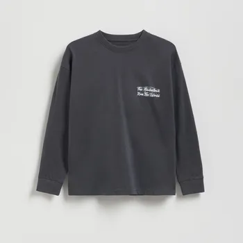 Chlapecké tričko Reserved - Bavlněné tričko s&nbsp;potiskem a&nbsp;dlouhými rukávy - tmavě šedá - 047FI-90X - 047FI-90X-152