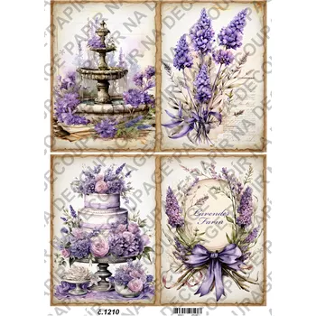 Umělecký papír Rýžový a soft papír na decoupage - Vintage fialová - KB01210 Materiál: Soft, Rozměr: A4