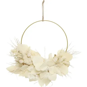 Věnec Dekorace krémový květinový věnec se sušenými květy - Ø 34 cm