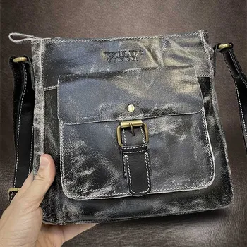 Tvujoriginal Výjimečná barva kůže, pánská kožená messenger taška přes rameno černá