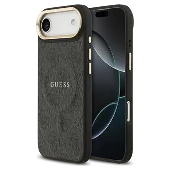 Guess PU Leather 4G Gold Frame MagSafe Zadní Kryt pro iPhone Air Black