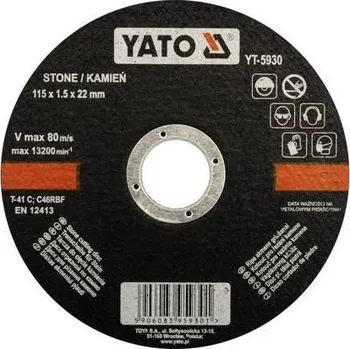 Řezný kotouč YATO Řezný kotouč na kámen 115 x 22 x 1,5 mm, YT-5930