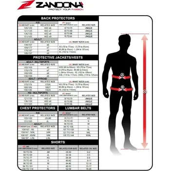 Motocyklový chránič hrudi a pátěře Chránič páteře ZANDONA HYBRID BACK PRO X8 (178-187cm) 1308 červený LEVEL2 2H75566024
