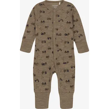 Kojenecké oblečení Dětský overal (pyžamo) z merino vlny CeLaVi - hnědý Cocoa Creme Velikost: 74/80