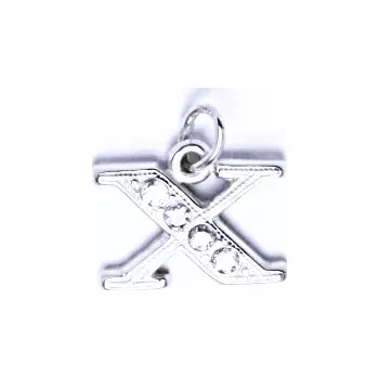 Přívěsek Zlatý přívěsek, bílé zlato, čiré zirkony, písmenko X, P 1106 (Zlaté písmeno)