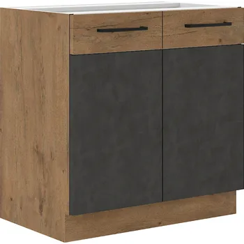 Kuchyňská linka Dřezová skříňka, šedá matná / dub lancelot, VEGA 80 ZL 2F BB