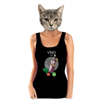 Bastard Červené víno volá dámské tílko klasické Black