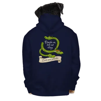 Pánská mikina Bastard Bolí mě hlavy! – Život není pohádka pánská mikina na zip Navy