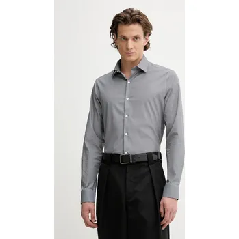 Pánská košile Košile Calvin Klein pánská, šedá barva, slim, s italským límcem, LV019EU074 90X, vel. 39