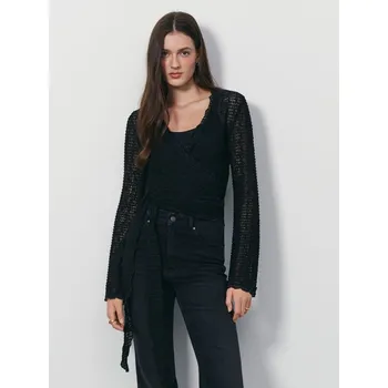 Dámský svetr Kardigan s vázáním vpředu - M - House - černá - 128GH-99X