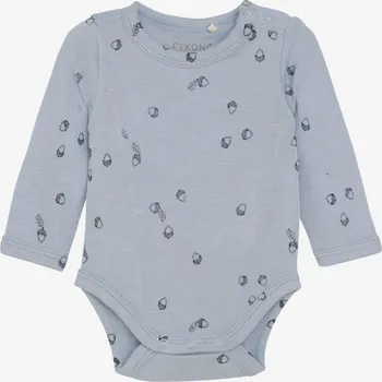 Dětské body z merino vlny a hedvábí s dlouhým rukávem Fixoni - modré Blue Fog Velikost: 86