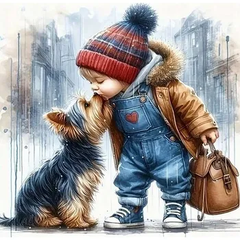 Diamantové malování Norimpex Chlapec s pejskem 30 × 40 cm