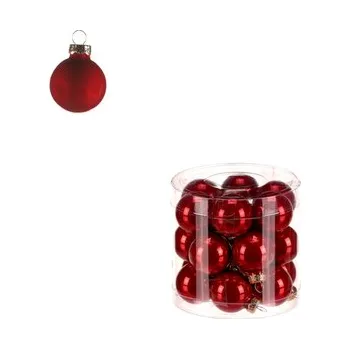 Vánoce Kulaté skleněné ozdoby - pr. 3 cm, červené, cena za balení (18 ks)