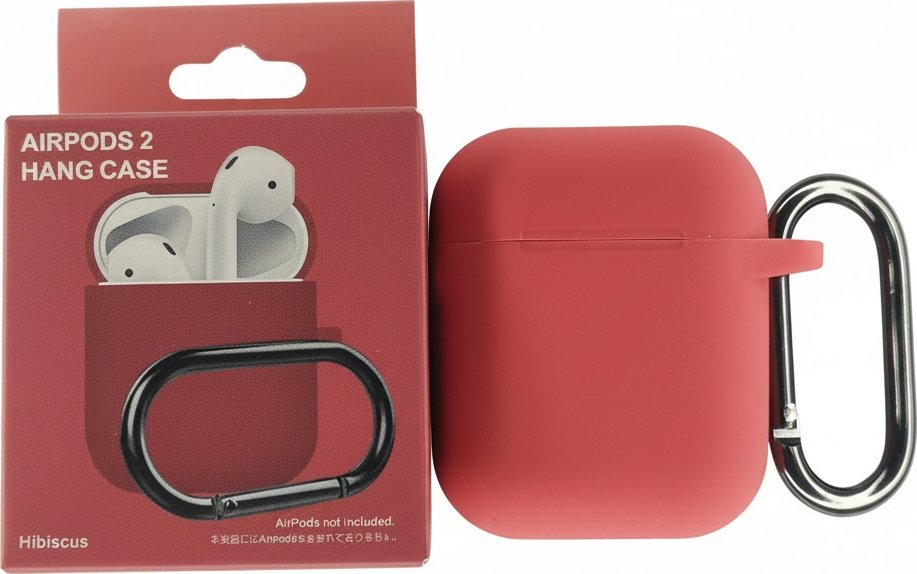Silikonový obal s poutkem pro Airpods 1/2 - Karmínová