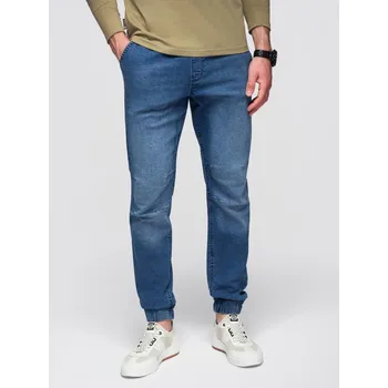 Pánské džínové kalhoty JOGGERS s pracím efektem - modré V2 OM-PADJ-0267 - S