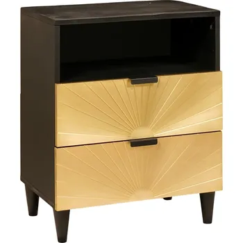 Noční stolek Noční stolek se zásuvkou Černá a zlatá 50 x 33 x 60 cm