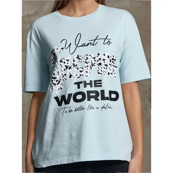 Dámské tričko Sinsay - Tričko s potiskem - modrá - 202IN-05X - 202IN-05X-XS