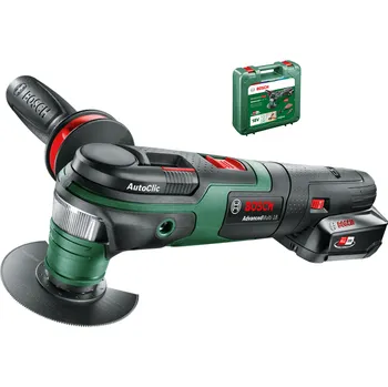 oscilační bruska Aku multifunkční nářadí - oscilační bruska Bosch Advanced Multi 18 - 1x aku 18V/2.5Ah, 1.4kg, příslušenství, kufry (0603104001)