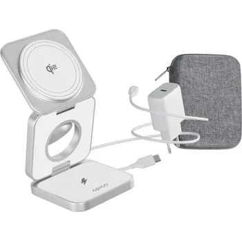 Telefonní příslušenství Epico UltraBase EF55 Qi2 3v1 Fold Alu Mag+ Wireless Charging Stand - bílá