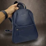 Modrý kožený batoh střední velikosti, velmi profesionální práce Bez personalizace - individuální přání řešíme po domluvě.