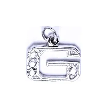 Přívěsek Zlatý přívěsek, bílé zlato, písmeno G, čiré zirkony, přívěšek, P 1106 (Zlaté písmeno)