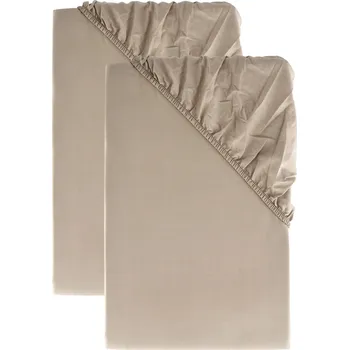 Prostěradlo LIVARNO home Sada perkálových napínacích prostěradel, 90-100 x 200 cm, béžová, 2dílná
