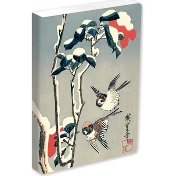 Cizojazyčná kniha Journal Sparrows and Camellia in Snow by Hiroshige, Lined PB