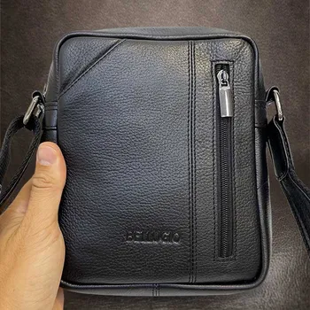 Menší kožená černá BELLUGIO Leather crossbody messenger taška Bez personalizace - individuální přání řešíme po domluvě.