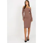 City Donna Bavlněné žebrované šaty hnědé Velikost: UNI