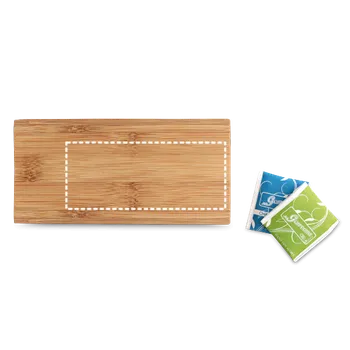 Dárková krabička BURDOCK. Bambusová krabička na čaj se dvěma přihrádkami a magnetickým zavíráním 1 Lid, 140 x 70 Gravírování laserem, 1 barva