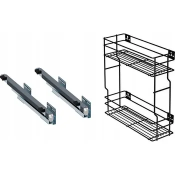 Nábytkové kování Cargo koš do skříňky pravý 20cm 200 Grafit 2 patra s tlumením dovírání Rejs plný výsuv