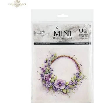 Umělecký papír Rýžový papír 15x15 cm - Věneček - 6 ks mini set