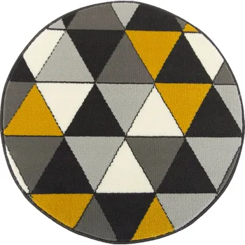 Koberec KOBEREC KULATÝ ŠEDO ŽLUTÝ MEDOVÝ HOŘČIČNÝ TROJÚHELNÍKY LUNA prům. 70 cm