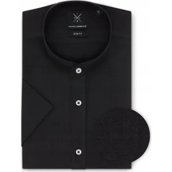 Černá lněná pánská košile s krátkým rukávem Pako Lorente vel M