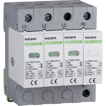 svodič přepětí Noark 103341 Ex9UE1+2 12.5R 3PN 275 Svodič přepětí, třída 1+2 (B+C), Iimp=12,5 kA, Uc=275 VAC, 3+Npól, se signalizačním kontaktem (Ex9UE1+2 12.5R 3PN 275)