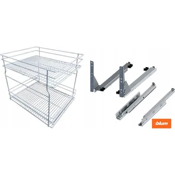 Nábytkové kování Cargo koš do spodní skříňky 60 cm 600 Bílý 2ks s tlumením dovírání BLUM plný výsuv