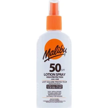 Přípravek na opalování MALIBU Opalovací mléko ve spreji SPF50 VODĚODOLNÉ 200 ML