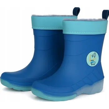 Chlapecké holínky Dětské Holínky lesklé tmavě modré, zateplené, koloběžkové boty 26–27