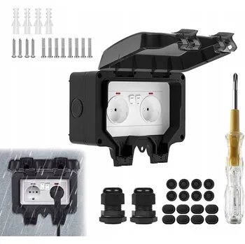 Elektrická zásuvka VENKOVNÍ ZÁSUVKA IP66 ZAHRADNÍ VODĚODOLNÁ 1-NÁSOBNÁ + PŘÍSLUŠENSTVÍ