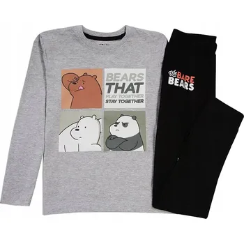 Chlapecké pyžamo CHLAPECKÉ PYŽAMO MEZI MEDVÍDKY bavlna DLOUHÝ RUKÁV šedé 152 D012ć