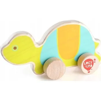 Dřevěná hračka KLON Dřevěná žirafa na kolečkách pro batole T1