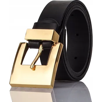 Opasek Gracio Dámský kožený opasek ČERNÝ zlatá spona