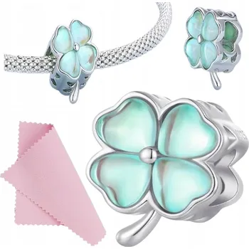 Přívěsek CHARMS Přívěsek Zelený Čtyřlístek pro štěstí, vysoká kvalita, stříbro s925